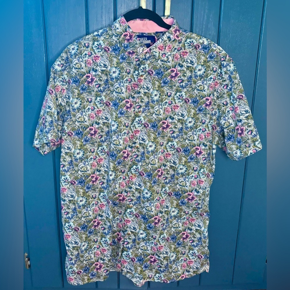 Billy London Floral Hawaiian Shirt XXL Button Front Tropical Soft Boy Preppy